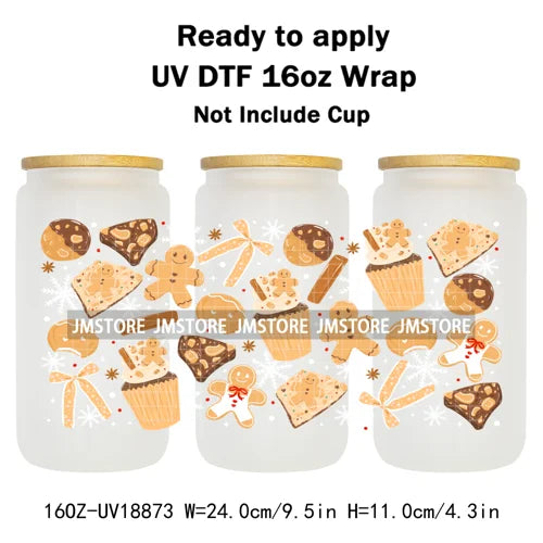 Tis The Season Mexican Christmas 16OZ UV DTF Cup Wraps Ready To Apply Waterproof Transfer Stickers For Libbey Glass Can Tumbler