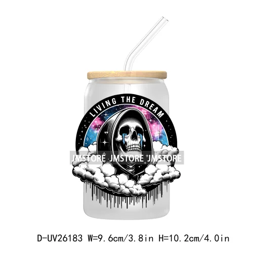 Antisocial Snarky Skeleton Skull UV DTF Transfer Stickers Decals For Libbey Cold Cups Mugs Durable Waterproof Custom Logo Labels