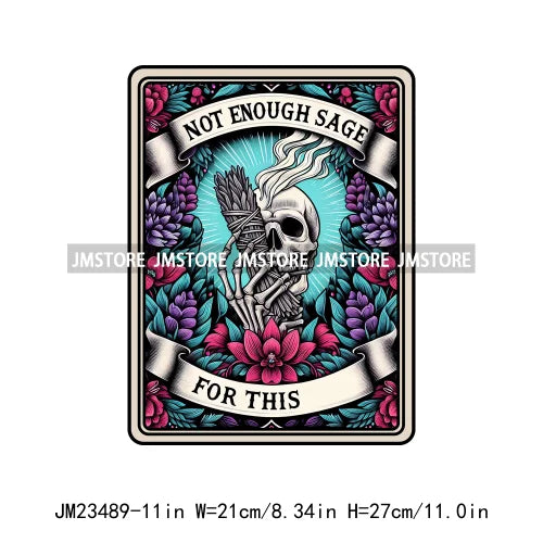 Snarky Funny Tarot Card Woman Sarcastic Skeleton Mother Witchy Vibes Skull Mama DTF Logos Transfer Stickers For Clothing