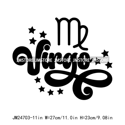 Zodiac Symbols Stars Constellation Astrology Signs Horoscope Letters Iron On DTF Transfer Stickers Ready To Press For Clothing