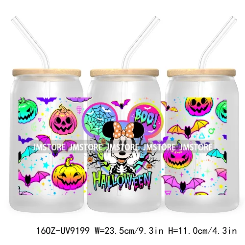 Boo Halloween Cartoon 16OZ UV DTF Cup Wrap Transfer Stickers Custom Labels Durable Waterproof For Libbey Glass Can Fall Pumpkin