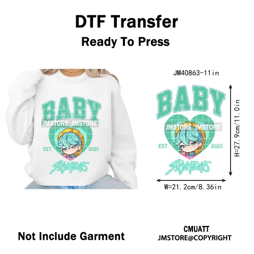 Cartoon Girl Group Boy Band Music Fans Anime Lover Soda Pop Iron on DTF Washable Transfers Stickers Ready to Press for T-shirts