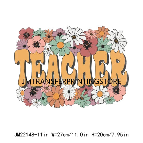 Teacher Love Inspire Motivate Lead Life Printing Decals Half Teacher Half Coffee Grow Know DTF Transfer Stickers For Clothes