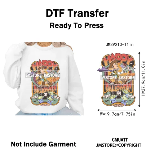 Cartoon Scary Monster Halloween Friends Season Printing Iron on DTF Washable Heat Transfers Stickers Ready to Press for Textile