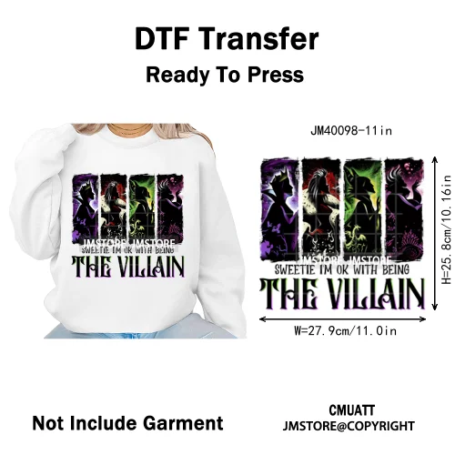 Happy Halloween Season Pumpkin Skull Cartoon Character Girly Evil Queen Iron on DTF Transfer Stickers Ready to Press for Textile