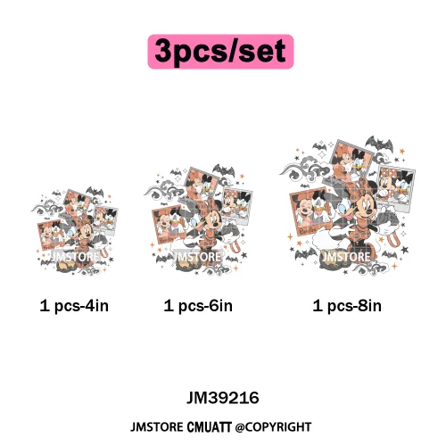 Cartoon Scary Monster Halloween Friends Season Printing Iron on DTF Washable Heat Transfers Stickers Ready to Press for Textile