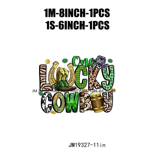 Let's Get Lucked Up Load On Luck Decals Lucky Baby Cowboy Heifer Animal Blessed St Patrick's Day DTF Transfer Stickers For Shirt