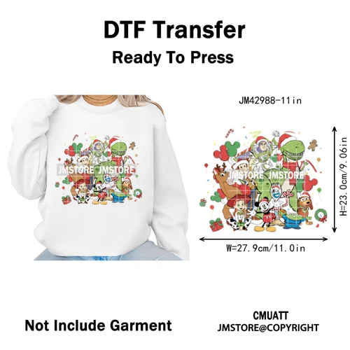 Funny Cartoon Mouse Friends Merry Christmas Movie Character Xmas Season Iron on DTF Transfer Stickers Ready to Press for Hoodies