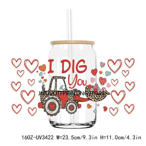 Love More Worry Less UV DTF Sticker For 16OZ Libbey Glass Cup Can Wrap Transfer Sticker Custom Labels DIY Logo XOXO Valentines