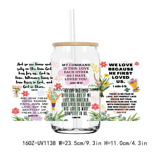 God Is Good All The Time Blessed Life 16OZ UV DTF Cup Wrap Transfers Stickers Custom Labels DIY Waterproof Logo For Libbey Glass