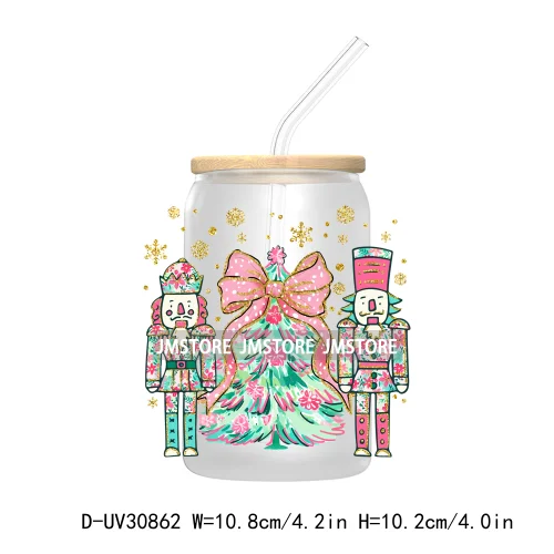 Christmas Pencil Tree Gift For Teacher UV DTF Transfer Stickers Decals For Libbey Cold Cups Mugs Tumbler Waterproof Coquette Bow