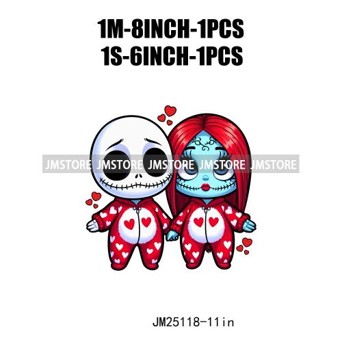 Wholesale Christmas Night Cartoon Lover Couple Red Logos DTF Iron On Heat Press Transfers Stickers Ready To Press For Clothing