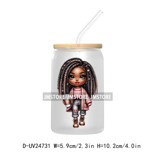 Cute Little Black Boy Girl UV DTF Transfer Stickers Decals For Libbey Cold Cups Mugs Tumbler Waterproof DIY Craft Cool Afro Kids