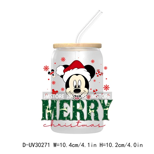 Merry Christmas Cartoon Mouse And Friends UV DTF Transfer Stickers Decals For Libbey Cold Cups Mugs Tumbler Xmas Bear Candy Cane