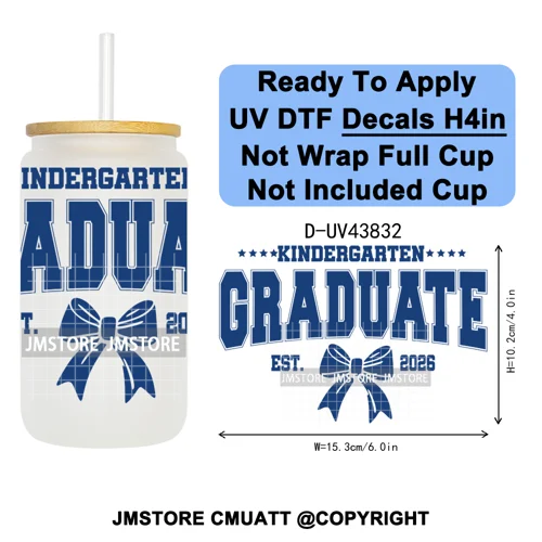 Graduation Crew 2026 Senior UV DTF Transfer Stickers Decals Ready To Apply Good Quality Prints For Libbey Cold Cup Mug Bottle
