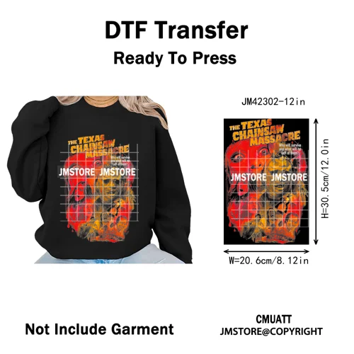 Funny Halftone Movie Series Killer Halloween Spooky Season Iron on DTF Washable Transfers Stickers Ready to Press for T-shirts
