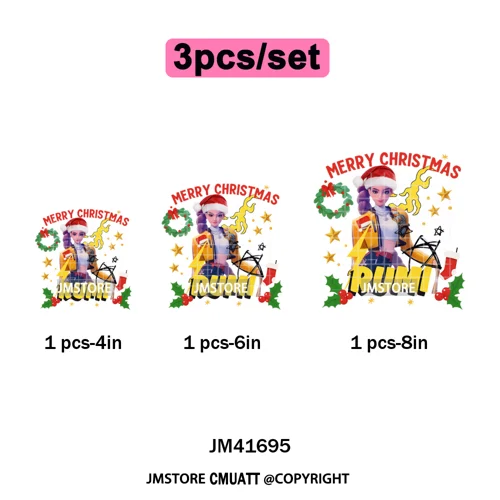 Merry Christmas Kpop Music Band Group Character Xmas Festive Love Iron on DTF Transfers Stickers Ready to Press for Clothes Bags