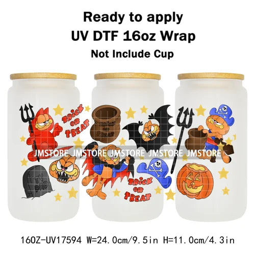 Movies Characters Horror Halloween Cartoon 16OZ UV DTF Cup Wraps Ready To Apply Waterproof Transfer Sticker For Libbey Glass Can