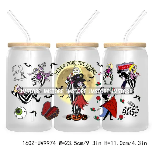 Friends Horror Characters 16OZ UV Cup Wrap DTF Transfer Stickers For Libbey Glass Can Cups Tumbler Happy Horror Movie Killers