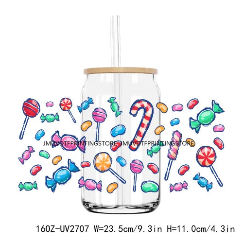 Summer Fruit Apple Orange Candy 16OZ UV DTF Cup Wrap Transfers Stickers Custom Labels DIY Waterproof Logo For Libbey Glass Can