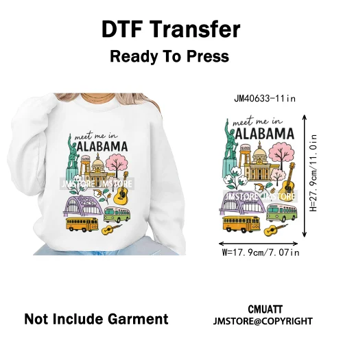 Retro American Citycape Scenery Badge States Lover Designs Iron on DTF Washable Transfers Stickers Ready to Press for Clothing