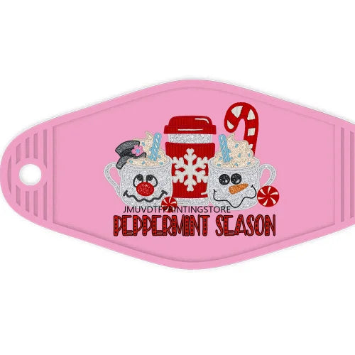 Faux Sparkling Glitter Feeling Frosty High Quality WaterProof UV DTF Sticker For Motel Hotel Keychain Peppermint Season