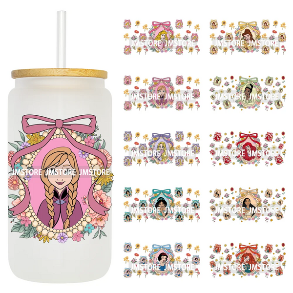 Magical Mirror Princess Coquette Bow 16OZ UV DTF Cup Wraps Ready To Apply Waterproof Transfer Stickers For Libbey Glass Can Mugs