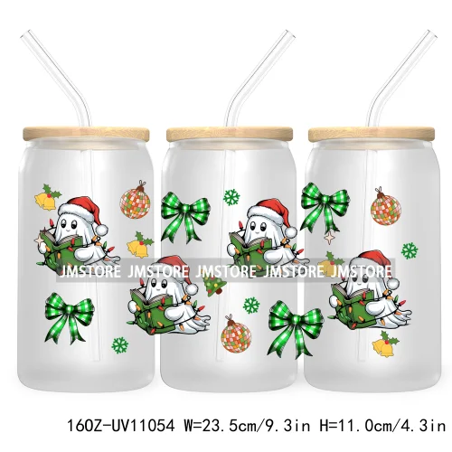 Gingerbread Christmas Coffee Latte UV DTF Cup Wrap For Libbey Glass Can Transfer Stickers Waterproof Custom Book Ghost Christmas