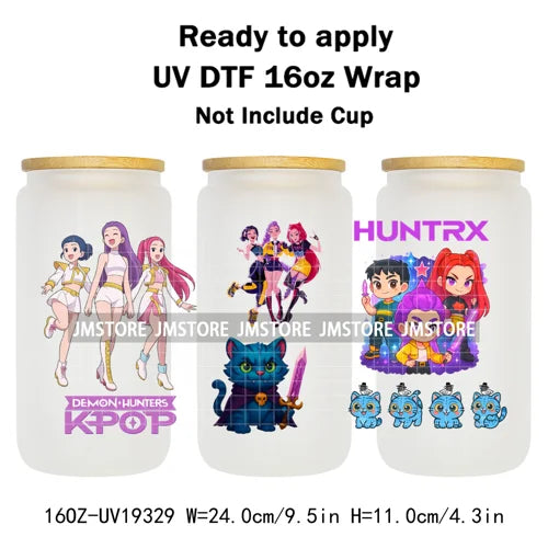 Demon Hunter Merch Derpy Tiger 16OZ UV DTF Cup Wraps Ready To Apply Waterproof Transfer Stickers For Libbey Glass Can Kpop Girls