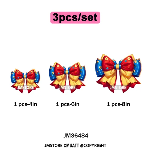 Colorful Princess Vibes Coquette Girly Kids Pastel Bows Printed Decals Iron on DTF Transfer Stickers Ready to Press for Clothes