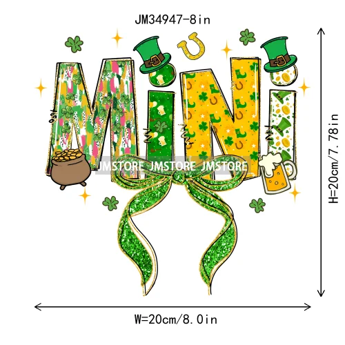 Coquette Lukcy Shamrock Mama Mini Gigi Nana Happy St Patrick's Family Iron On DTF Transfers Stickers Ready To Press For Clothing