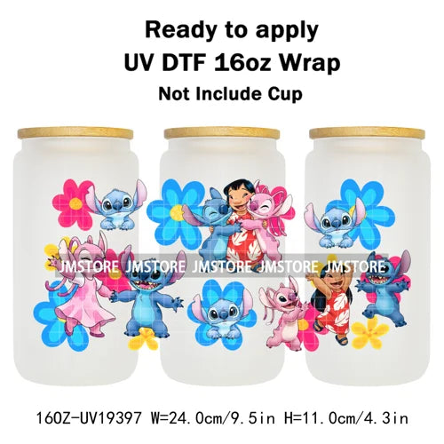 Tropical Cartoon Summer Vibes Splash UV DTF Wraps Transfer Sticker Waterproof High Quality For 16OZ Libbey Glass Can Tumblers