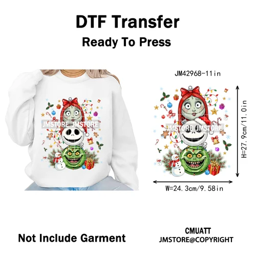 Very Merry Christmas Party Cartoon Princess Kids Friends Winter Gifts Iron on DTF Transfers Stickers Ready to Press for Textiles