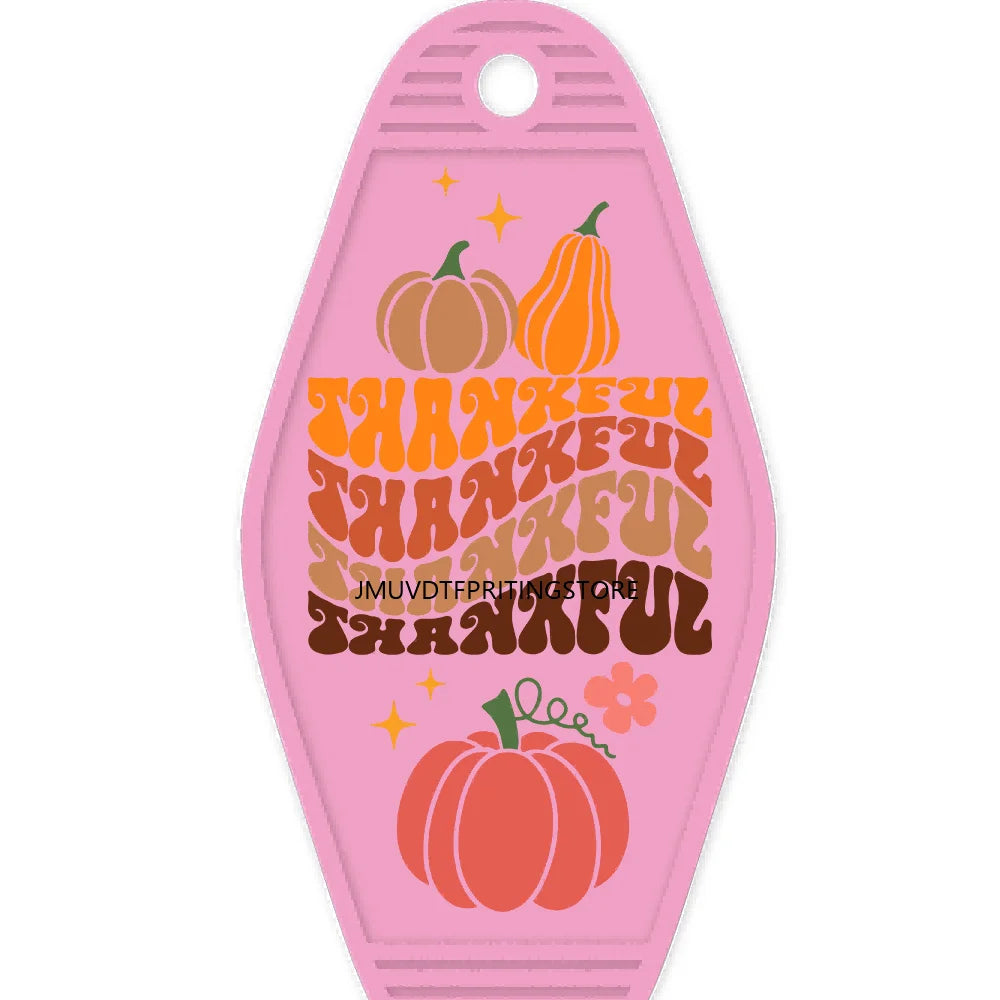 Thankful Fall Autumn Pumpkin Season High Quality WaterProof UV DTF Sticker For Motel Hotel Keychain