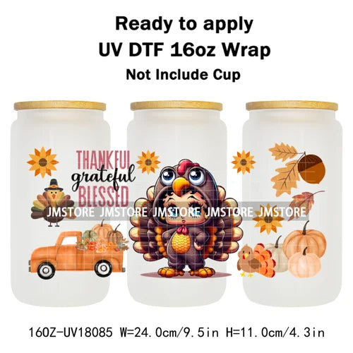 Halloween Pumpkin Spice Magical Cartoon 16OZ UV DTF Cup Wraps Ready To Apply Waterproof Transfer Stickers For Libbey Glass Can