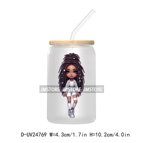 Cute Little Black Boy Girl UV DTF Transfer Stickers Decals For Libbey Cold Cups Mugs Tumbler Waterproof DIY Craft Cool Afro Kids