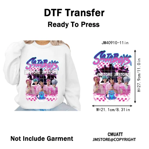Music Kpop Group Lover Anime Fans Boys Girls Hunters Inspired Iron on DTF Washable Transfers Sticker Ready to Press for Clothing