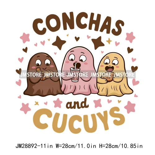 Pan Tasmas Spooky Halloween Conchas Cucuys Mexican Spooky Season Ghost Iron On DTF Transfer Stickers Ready To Press For T-shirts