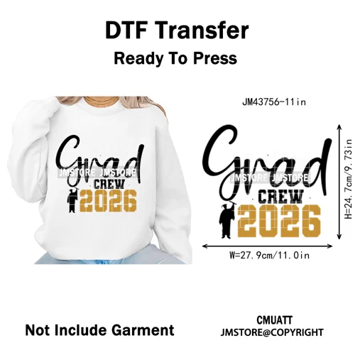 High School Senior Year Class of 2026 My First Last Day Iron on Washable DTF Heat Transfers Stickers Ready to Press for Hoodies