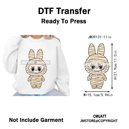 Cute Monster Cartoon Character Spooky Halloween Season Iron on DTF Washable Transfers Stickers Ready to Press for T-shirts Bags