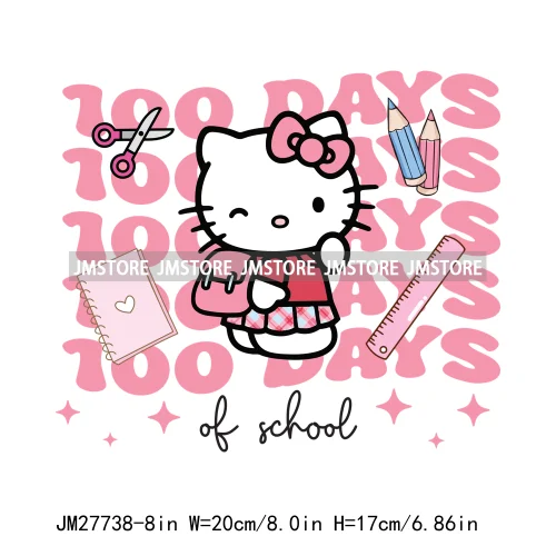 Cartton Animal Happy In My 100 Days Of School Era Books Teacher DTF Iron On Transfers Stickers Ready To Press For T-shirts Bags