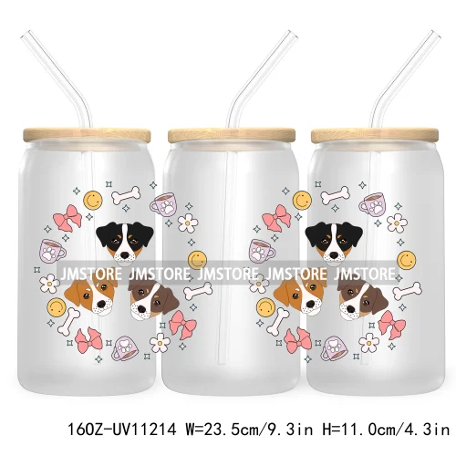 Dog Mom Mama 16OZ UV DTF Cup Wrap Transfer Stickers Custom Labels Durable Waterproof Logo For Libbey Glass Can Seamless Dog Paw