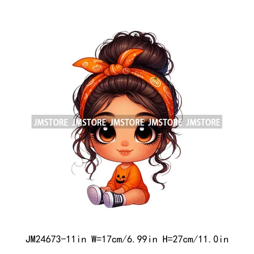 Funny Headband Hispanic Cute Latina Baby Girls Halloween Pumpkin Designs Iron On DTF Heat Press Transfer Stickers For Shirt Bags