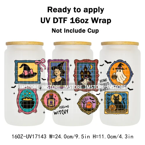 Highland Cow Horror Killer Halloween UV DTF Stickers Ready To Apply Cup Wrap Custom Labels DIY Craft For 16OZ Libbey Can Glass