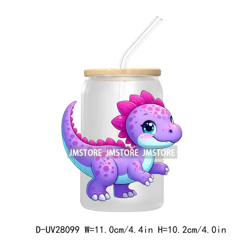 Cute Baby Dinosaur Kids Gift UV DTF Transfer Stickers Decals For Libbey Cold Cups Mugs Tumbler Waterproof Craft Cartoon Animals