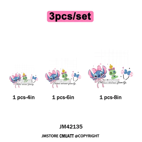 Colorful Mouse Headbands Cartoon Animal Princess Character Iron on DTF Washable Transfers Stickers Ready to Press for Clothes