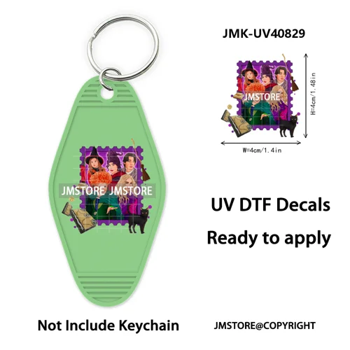 Horror Movie Characters Halloween Mom UV DTF Motel Keychain Wraps Ready To Apply Waterproof High Quality Hotel Keychain Decals