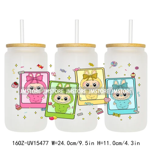 Cute Mama Doll Cartoon Mirror Bow 16OZ UV DTF Cup Wraps Ready To Apply Waterproof Transfer Stickers For Libbey Glass Can Tumbler