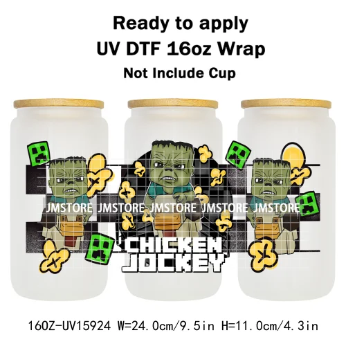 Halloween Girls Horror Movie Friends 16OZ UV DTF Cup Wrap Ready To Apply Waterproof Transfer Stickers For Libbey Glass Can Mugs