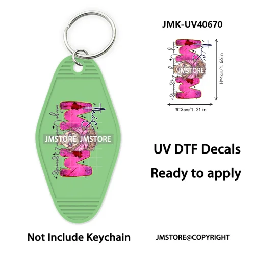 Horror Movie Characters Halloween Mom UV DTF Motel Keychain Wraps Ready To Apply Waterproof High Quality Hotel Keychain Decals